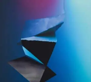 Kate Petley art called In the Air, abstract geometric image against blue