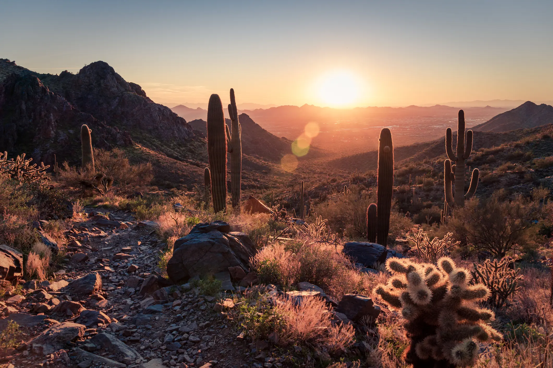 Sunset on Bell Pass in the Sonoran Desert in Arizona