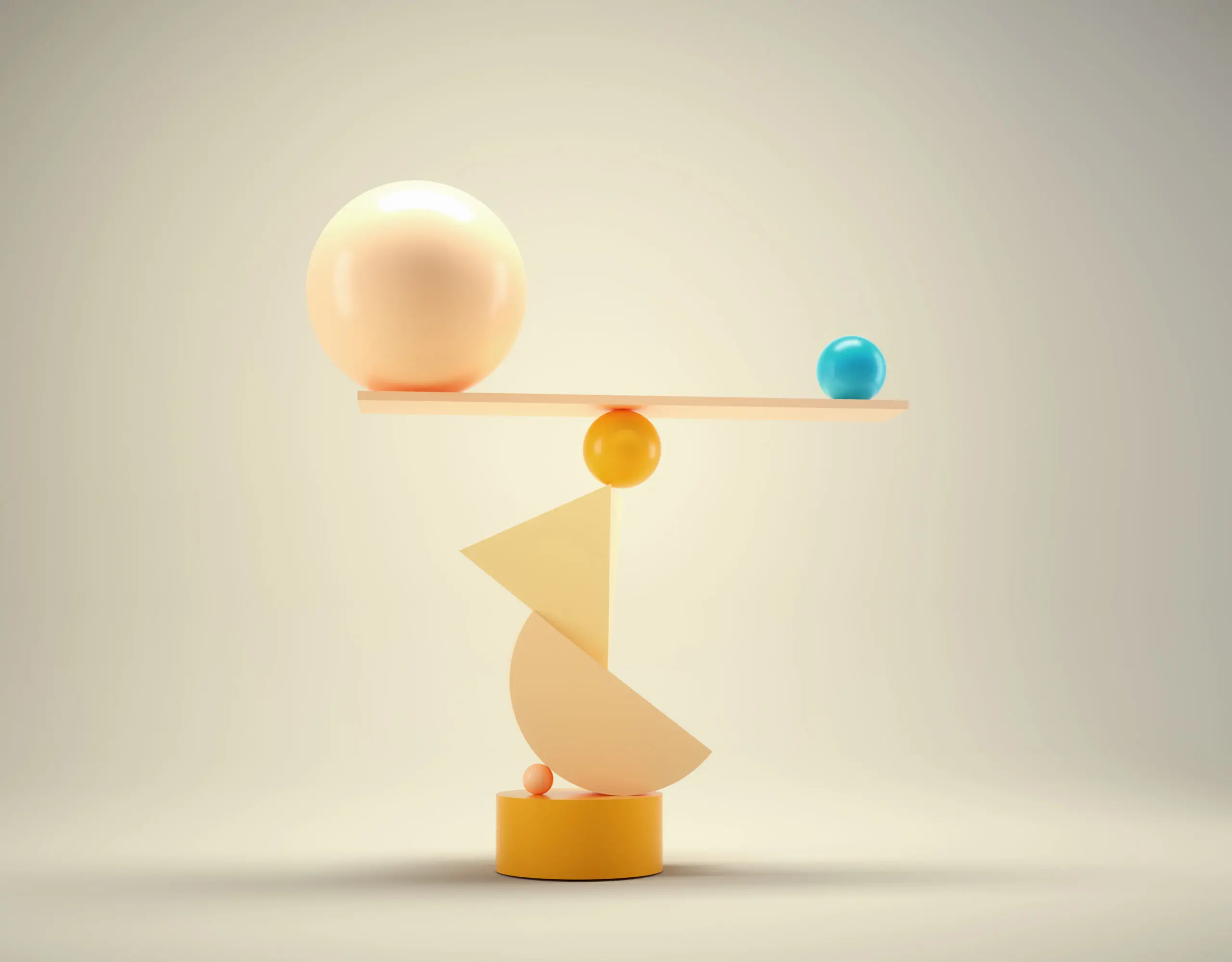 Spheres on abstract balance. Flawless and accuration concept. This is a 3d render illustration"n