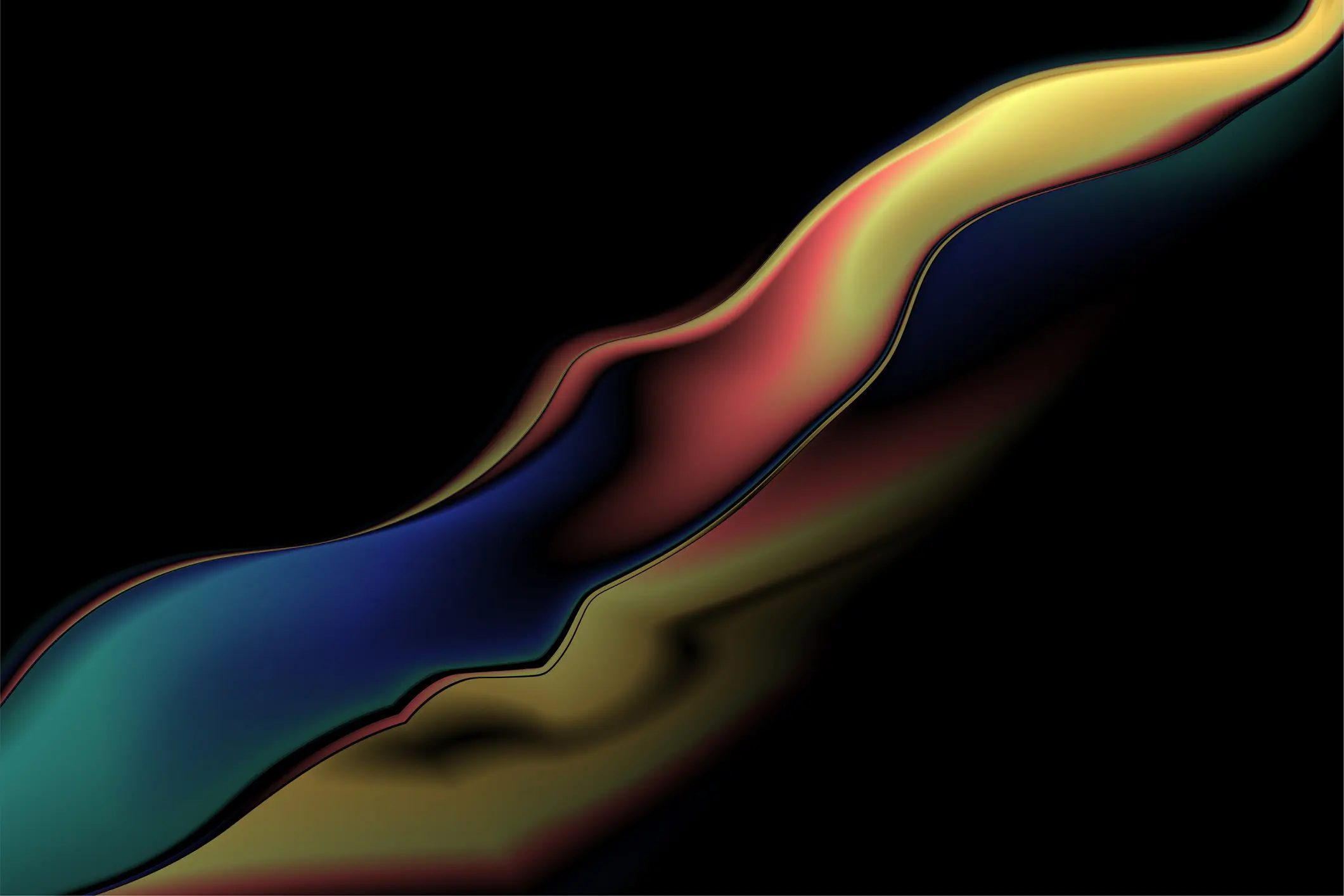 Abstract colorful holographic liquid wave futuristic background. Pastel dark retro vector design