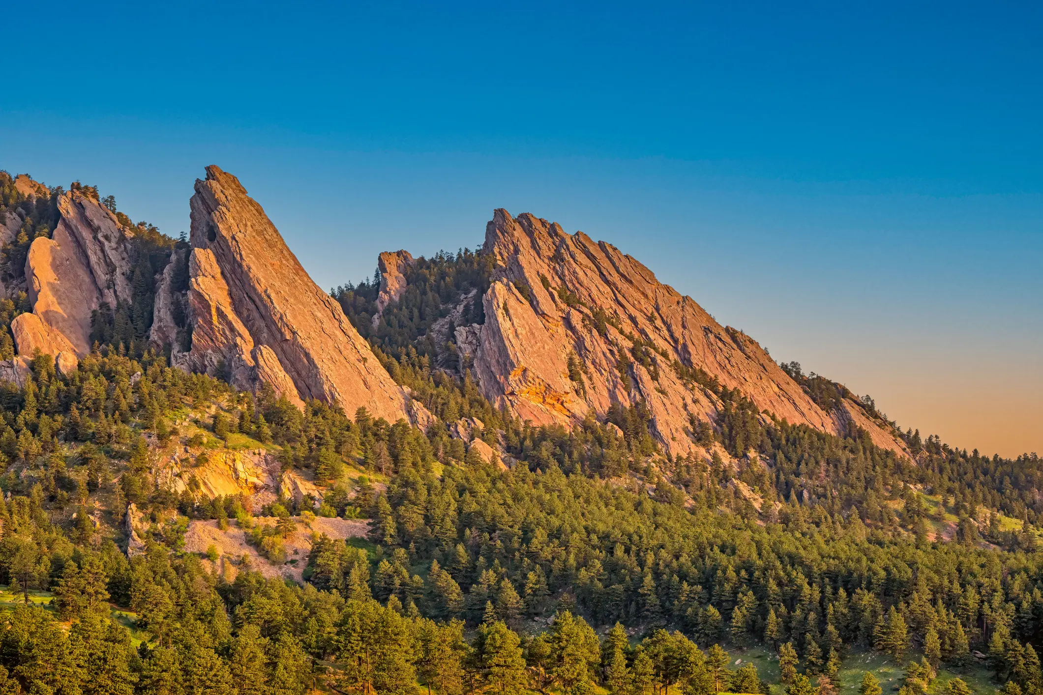 Close-up view of the Boulder Flatiron's in Colorado