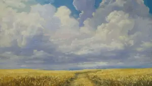 wheat field with cumulus clouds art - Northern Colorado Mortgage page
