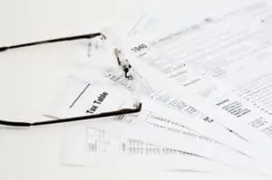 Tax forms on table