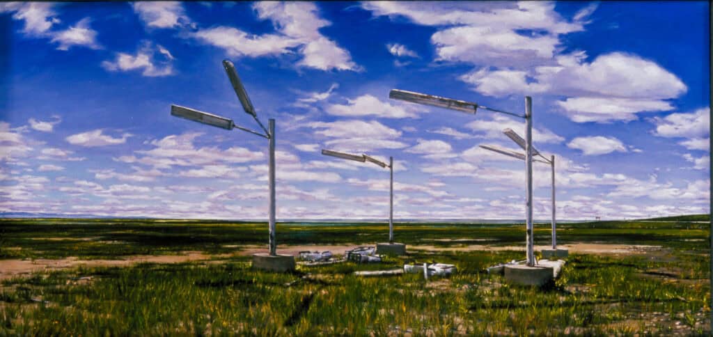 Don Stinson, Outposts Along the Grid, 2000, Oil on Panel, First Western Art Collection