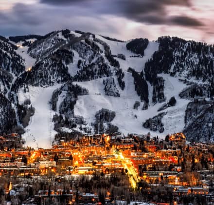 Aspen Colorado ski runs at night