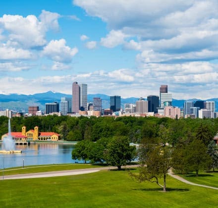 Denver Colorado skyline from City Park