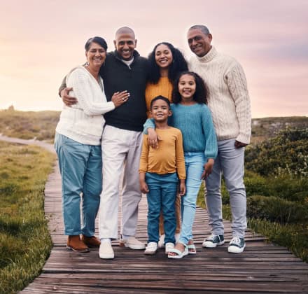 Multigenerational family on a boarwalk