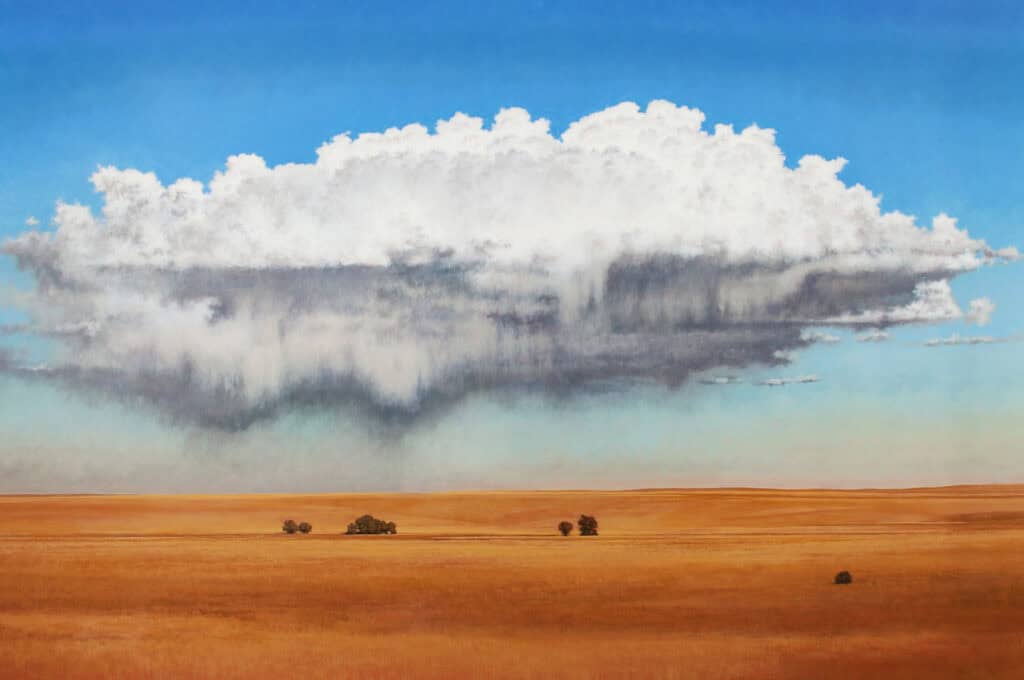 Jeff Aeling, Cumulus and Cottonwoods, 2002, Oil on Panel, First Western Art Collection