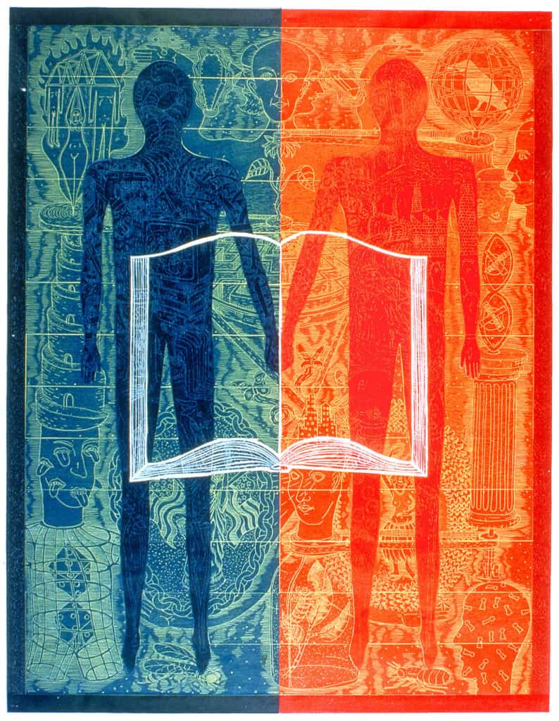 John Buck, Fact and Fiction, 1997, Color Woodcut, First Western Art Collection