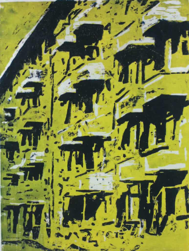 Roger Herman, Building Yellow, 2003, Woodblock Print, First Western Art Collection