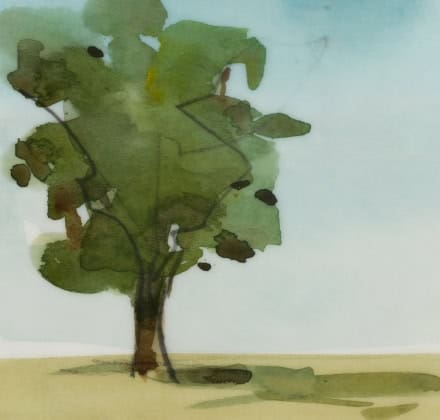 First Western Trust art of an individual tree painted with water color