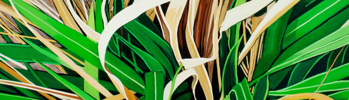 Close up of artwork of a green grasses
