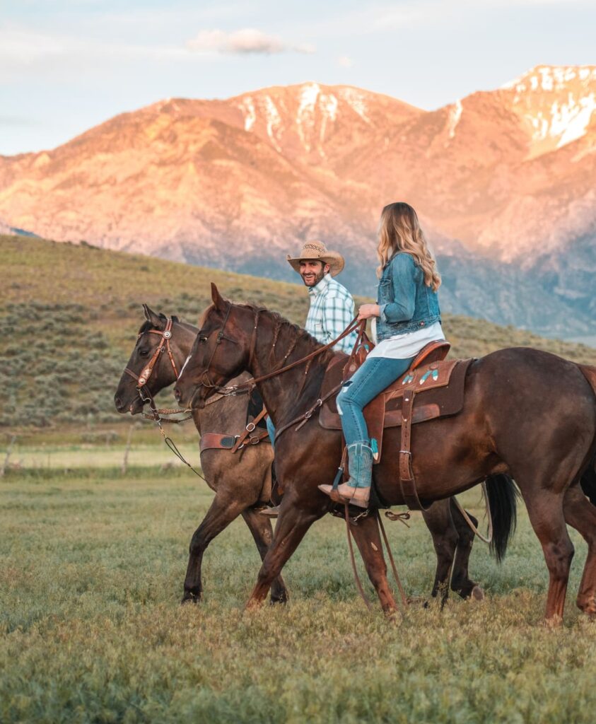 Colorful Afternoon Horseback Riding as a Couple