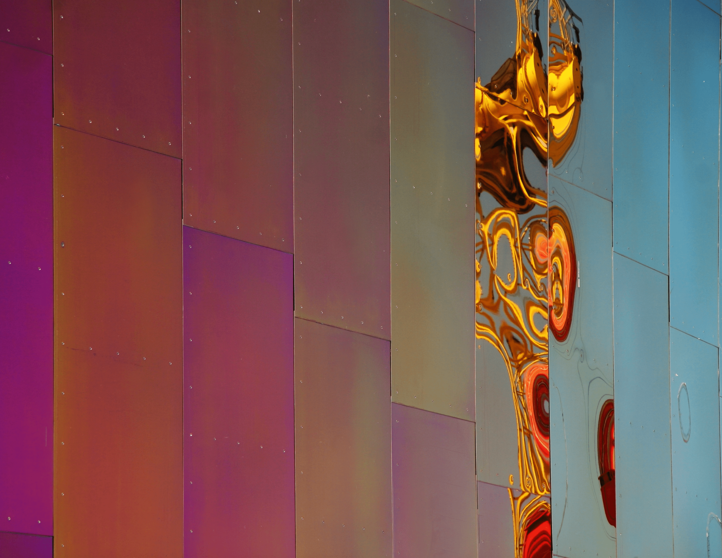 Colorful reflection of exterior building